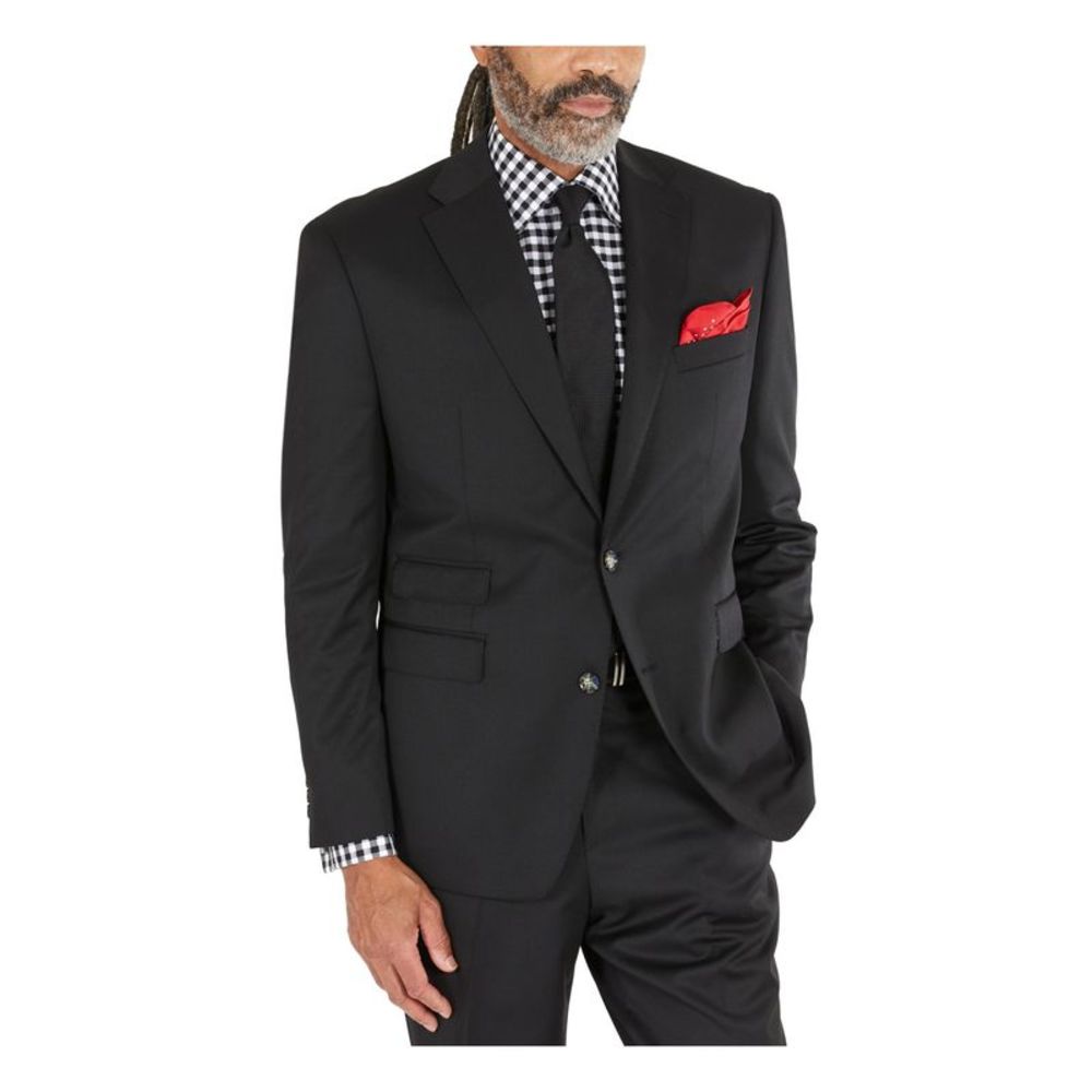 TAYION BY MONTEE HOLLAND Mens Agordy Black Stretch Suit Separate Blazer 36R